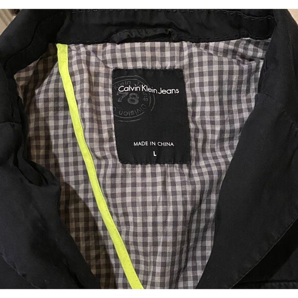 CALVIN KLEIN JEANS Navy Blue Utility Jacket Coat Sz Large - Picture 6 of 7